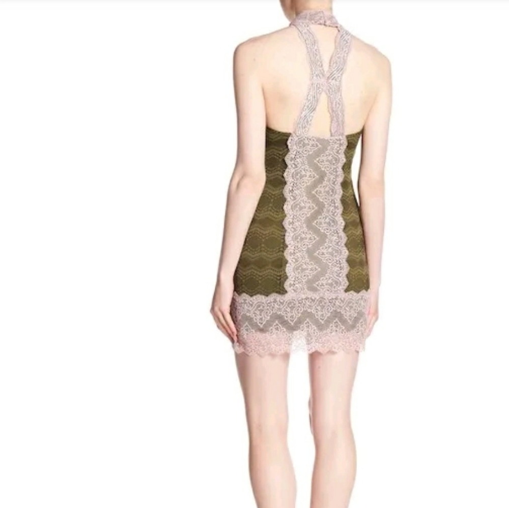 **NWT** Free People, Small Dress, Olive Green & Light Pink - Picture 2 of 7